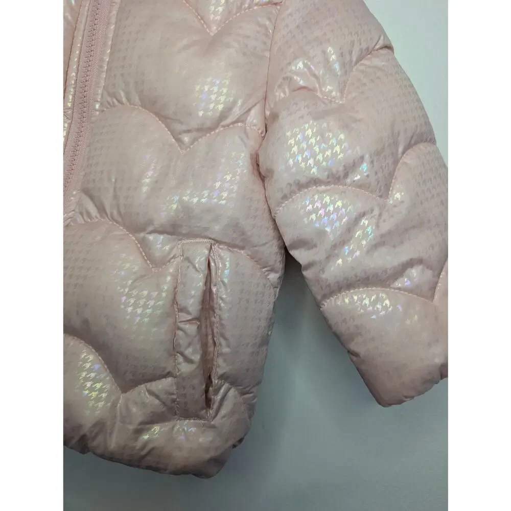 London Fog Girls Coats, Pale Pink Full Zipper Hooded Puffer Coat, Sz 24 mos